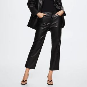 Mango Faux-leather trousers
